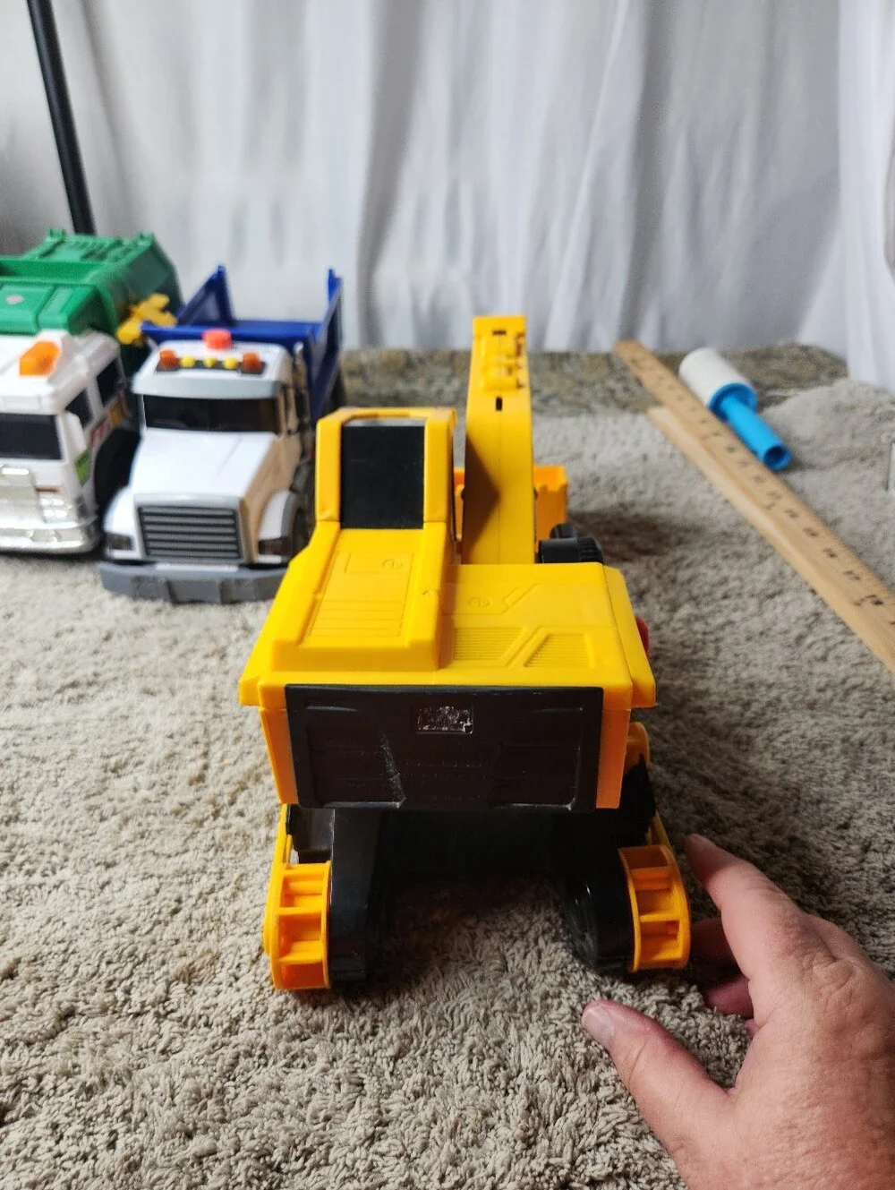 3 Kid's Toy Trucks - Garbage Truck, Dump Truck & Backhoe